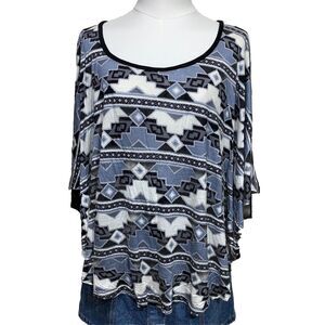 R.Marks New York Women’s Top Size 3X Boho Aztec Print Rayon Blend Made In USA